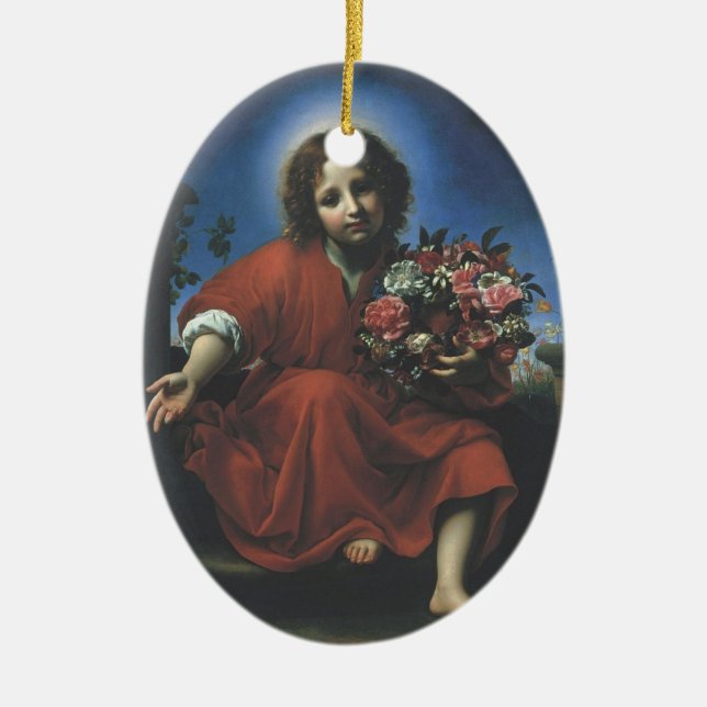 JESUS THE FLOWER CHILD CERAMIC TREE DECORATION (Front)