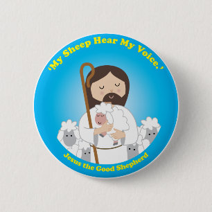 Jesus the Good Shepherd 6 Cm Round Badge
