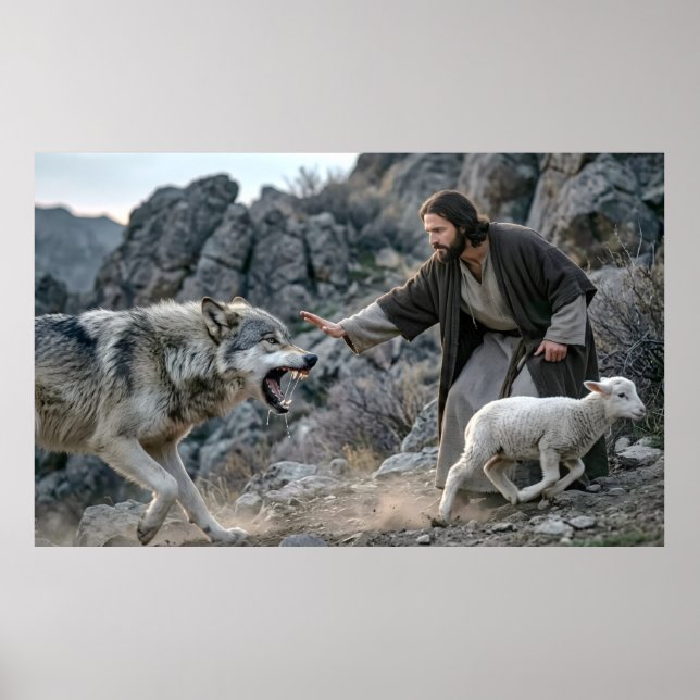 Jesus the Good Shepherd and Protector Poster (Front)