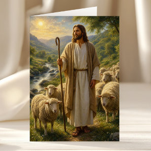 Jesus the Good Shepherd in Golden Valley Card
