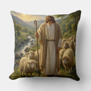 Jesus the Good Shepherd in Golden Valley Cushion