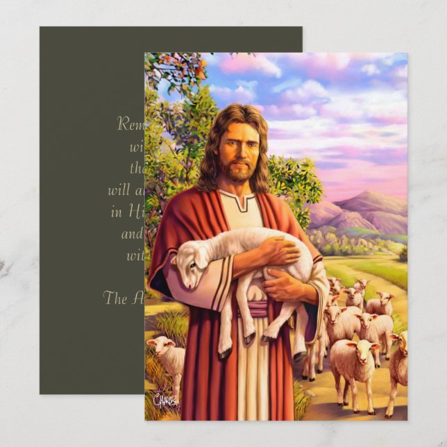 Jesus The Good Shepherd Painting Easter Cards (Front/Back)