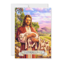 Jesus The Good Shepherd Painting Easter Cards