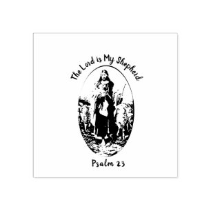 Jesus the Good Shepherd  Religious Scripture Verse Rubber Stamp