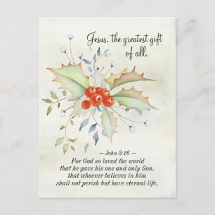 JESUS The Greatest Gift of All John 3:16 Christmas Postcard