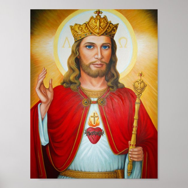 Jesus The King Blessing Sacred Heart of Jesus Poster (Front)