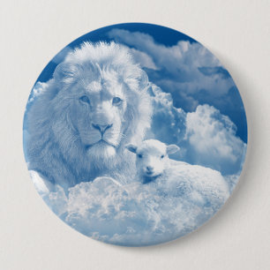 JESUS THE LAMB AND JESUS THE LION 10 CM ROUND BADGE