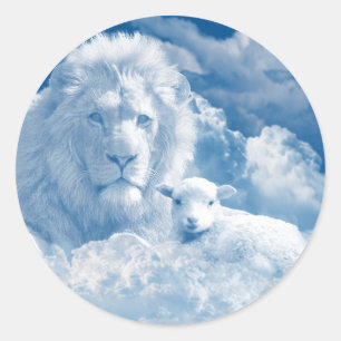 JESUS THE LAMB AND JESUS THE LION CLASSIC ROUND STICKER