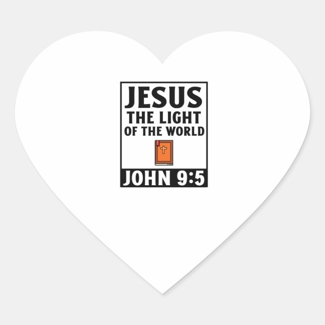 Jesus the light of the world christian faith relig heart sticker (Front)