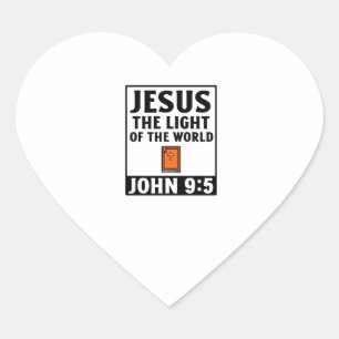 Jesus the light of the world christian faith relig heart sticker