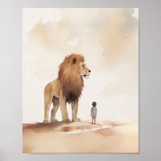 Jesus, The Lion And The Kid, Digital Print, Jesus  Poster (Front)