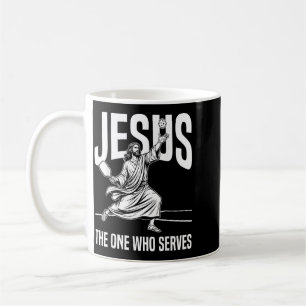 Jesus The One Who Serves Funny Pickleball Coffee Mug