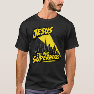 Jesus The Real Superhero Cityscape T-Shirt