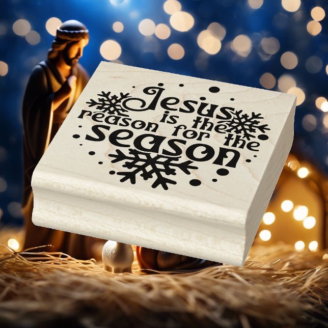 Jesus The Reason For Season Christmas Square Wood Rubber Stamp (Creator Uploaded)