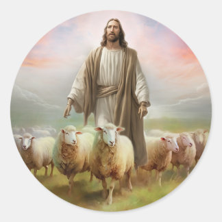 Jesus the shepherd classic round sticker