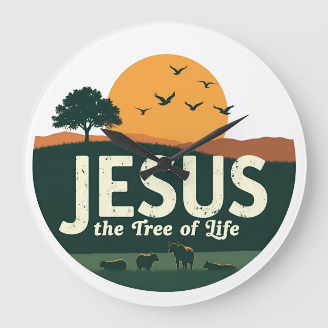 Jesus: The tree of life Large Clock (Front)
