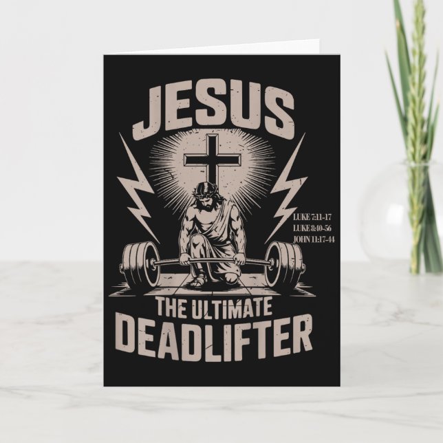 Jesus The Ultimate Deadlifter Funny Christian Gym  Card (Front)