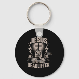 Jesus The Ultimate Deadlifter Funny Christian Gym Key Ring