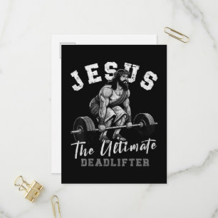 Jesus The Ultimate Deadlifter Funny Christian Invitation Postcard