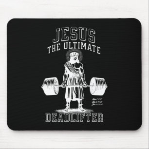 Jesus The Ultimate Deadlifter - Jesus Deadlifting Mouse Mat