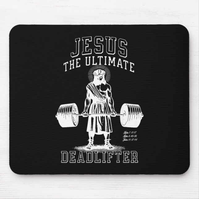 Jesus The Ultimate Deadlifter - Jesus Deadlifting  Mouse Mat (Front)