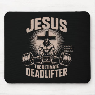 Jesus The Ultimate Deadlifter Muscle Kid Funny Chr Mouse Mat