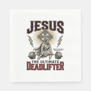 Jesus The Ultimate Deadlifter Vintage Christian Sh Napkin