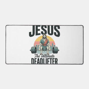 Jesus The Ultimate Deadlifter Vintage Desk Mat