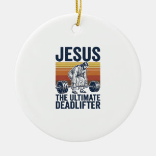 Jesus The Ultimate Deadlifter Vintage Gym Shirt_1 Ceramic Tree Decoration