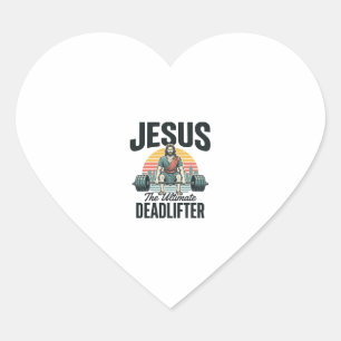 Jesus The Ultimate Deadlifter Vintage Heart Sticker
