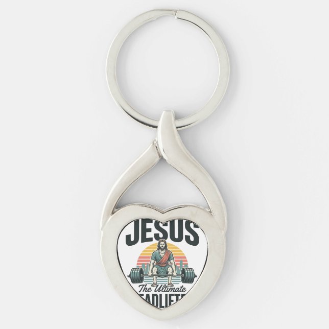 Jesus The Ultimate Deadlifter Vintage Key Ring (Front)