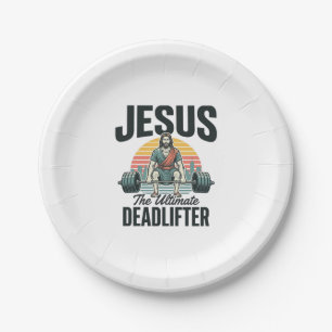 Jesus The Ultimate Deadlifter Vintage Paper Plate