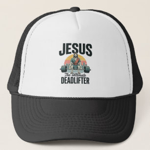 Jesus The Ultimate Deadlifter Vintage Trucker Hat