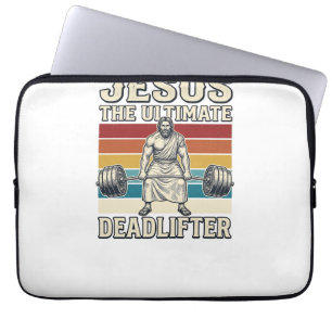 Jesus The Ultimate Deadlifter Vintage Vector Desig Laptop Sleeve