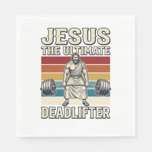 Jesus The Ultimate Deadlifter Vintage Vector Desig Napkin