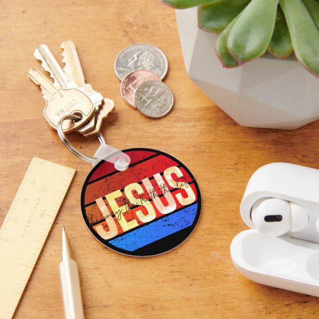 Jesus, the way the truth and the life sunset key ring (Desk)