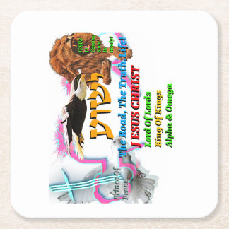 Jesus The Way ,The Truth. Life! Lion Of Judah Square Paper Coaster