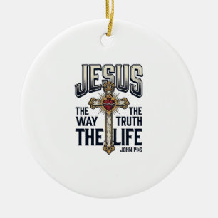 Jesus The Way The Truth The Life Christian Shirt Ceramic Tree Decoration