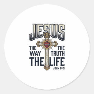 Jesus The Way The Truth The Life Christian Shirt Classic Round Sticker