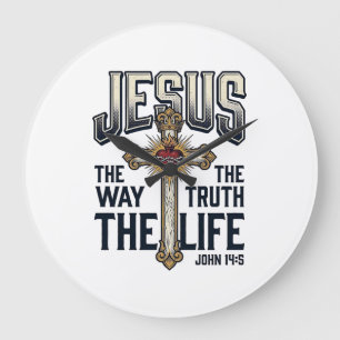 Jesus The Way The Truth The Life Christian Shirt Large Clock