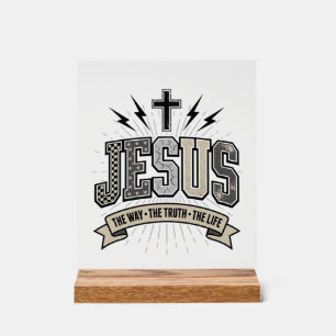 Jesus The Way The Truth The Life Vintage Christian Acrylic Sign