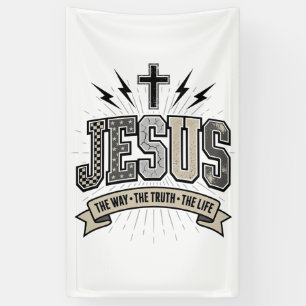 Jesus The Way The Truth The Life Vintage Christian Banner