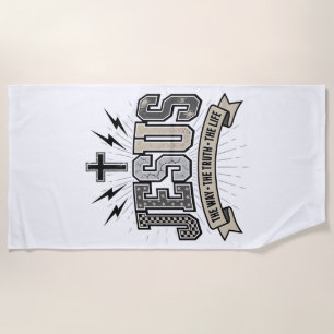 Jesus The Way The Truth The Life Vintage Christian Beach Towel