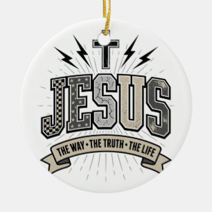 Jesus The Way The Truth The Life Vintage Christian Ceramic Tree Decoration