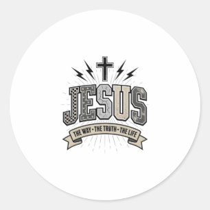 Jesus The Way The Truth The Life Vintage Christian Classic Round Sticker