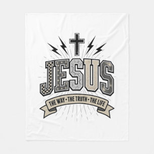 Jesus The Way The Truth The Life Vintage Christian Fleece Blanket