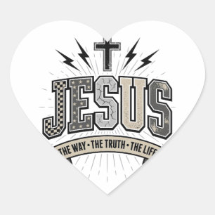 Jesus The Way The Truth The Life Vintage Christian Heart Sticker