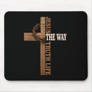 Jesus The Way Truth Life Christian God Faith Cross Mouse Mat