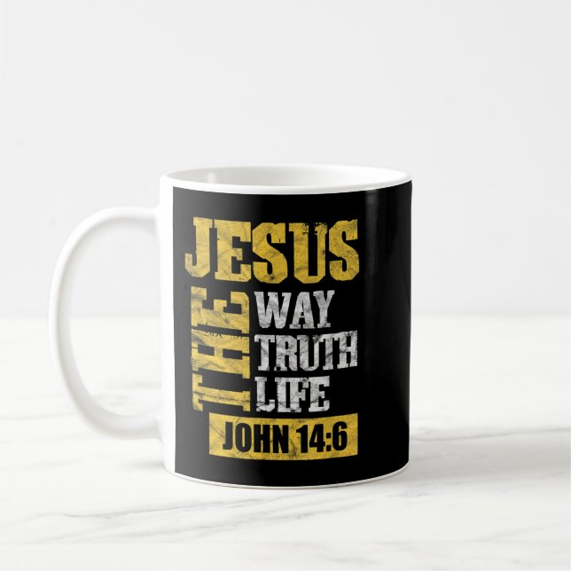 Jesus The Way Truth Life John 14:6 Christian Bible Coffee Mug (Left)