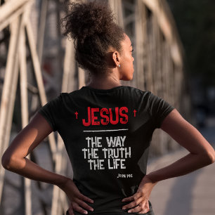 Jesus The Way Truth Life John 14:6 Scripture Dark Tri-Blend Shirt